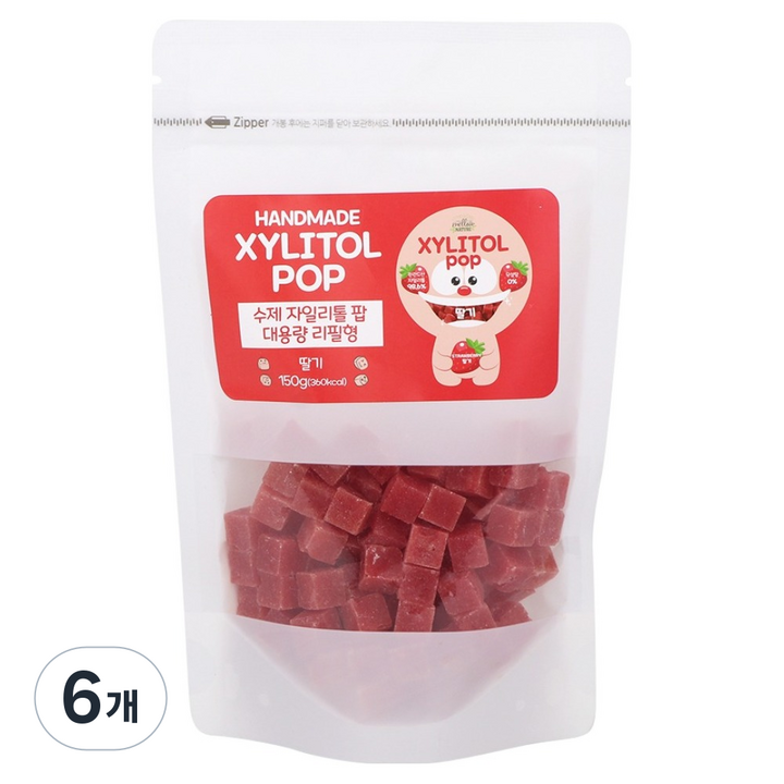 자일리톨팝 파우치 딸기, 6개, 150g