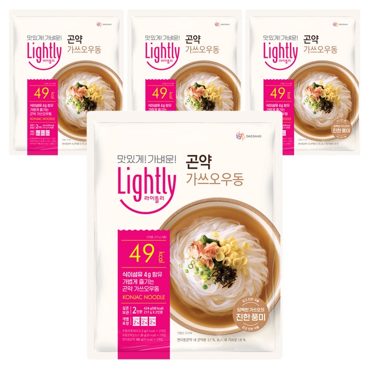 라이틀리 곤약 가쓰오우동 2인분, 434g, 4개