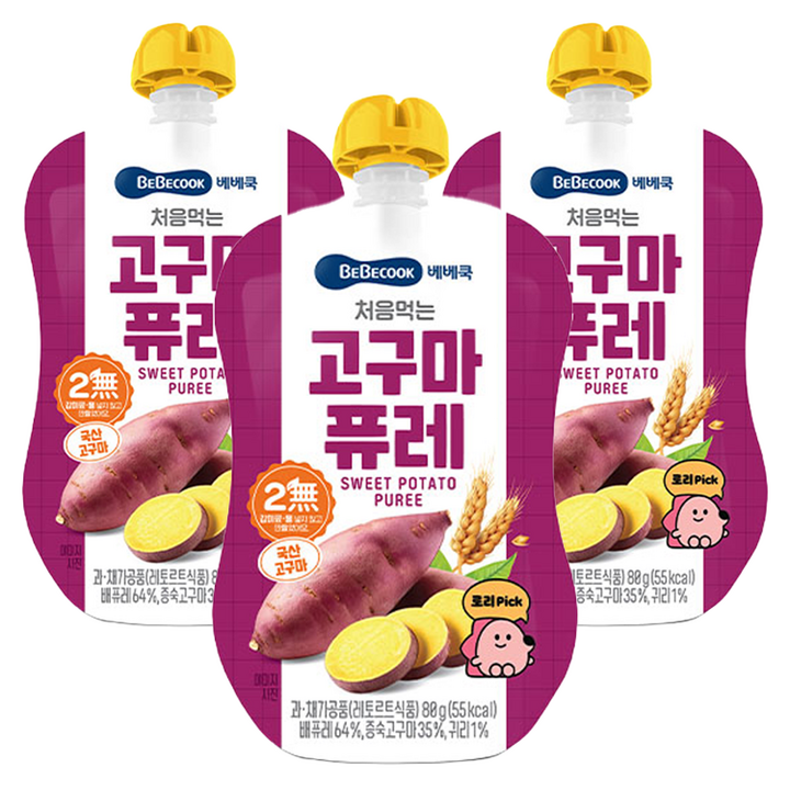 베베쿡 처음먹는 퓨레, 고구마, 80g, 3개