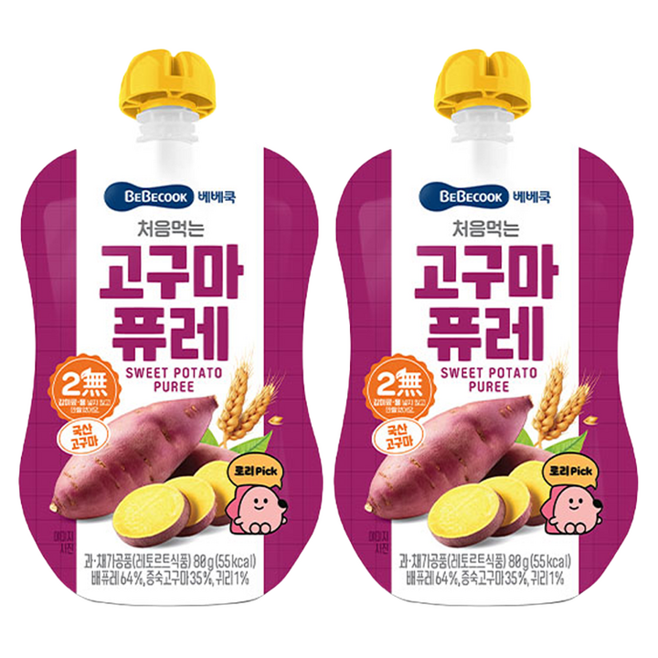 베베쿡 처음먹는 고구마 퓨레, 80g, 2개