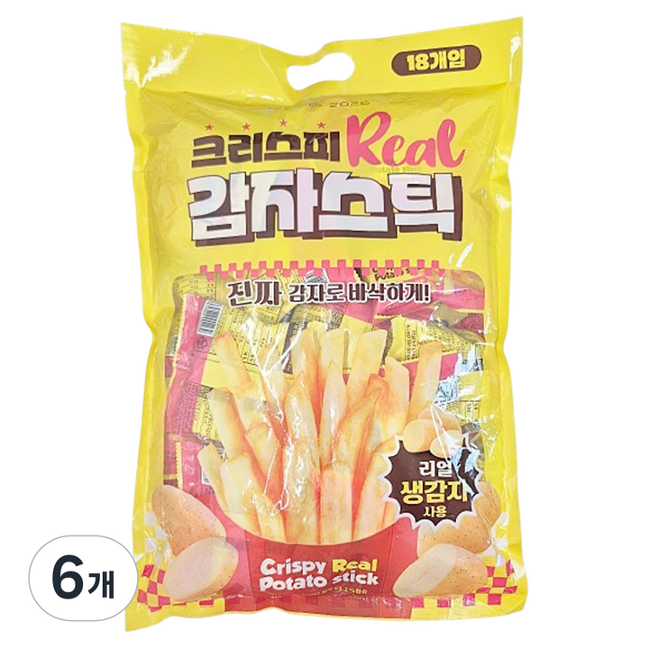 와우커머스 크리스피 리얼 감자스틱, 360g, 6개