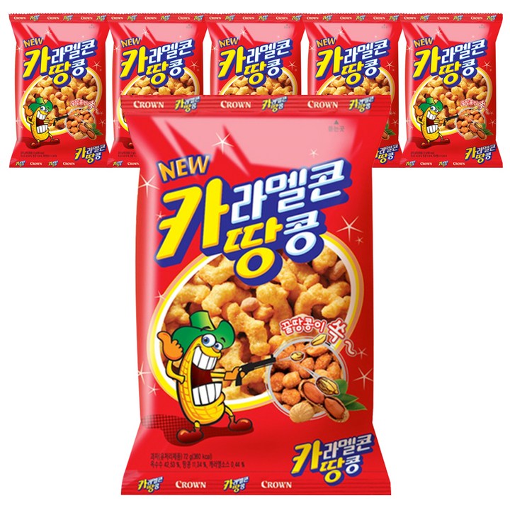 크라운 카라멜콘 땅콩, 72g, 6개