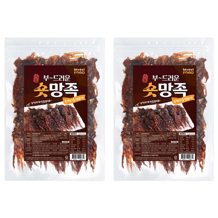 해야미 부드러운 납작 숏망족, 250g, 250g, 2개