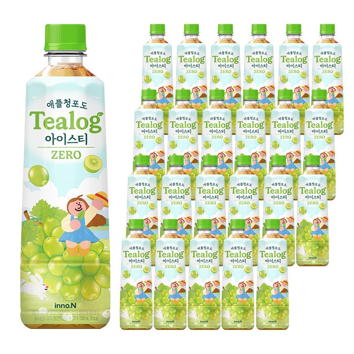 티로그 제로 애플청포도 아이스티, 24개, 500ml