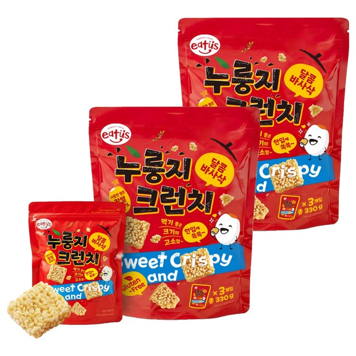 이더스 찹쌀 누룽지 크런치 3p, 2개, 330g