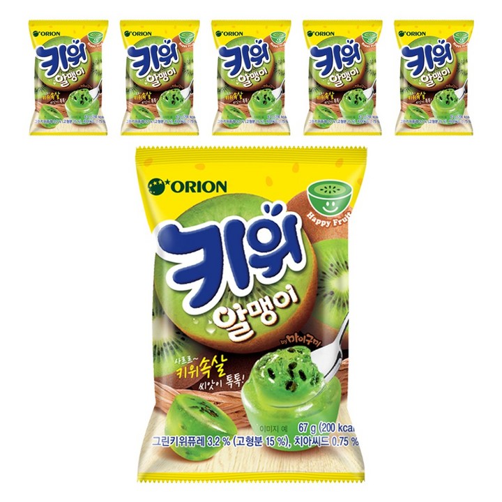 오리온 키위 알맹이 츄잉젤리, 67g, 6개