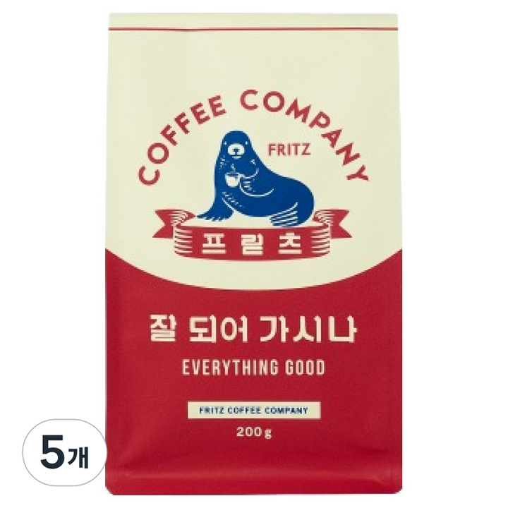 프릳츠 잘 되어 가시나 원두, 200g, 5개