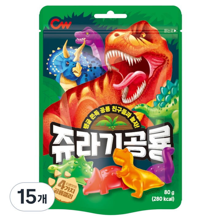 청우식품 쥬라기공룡 젤리, 80g, 15개