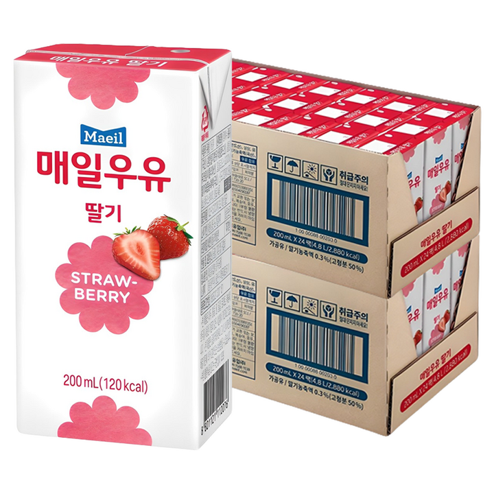매일우유 멸균 딸기, 200ml, 48개