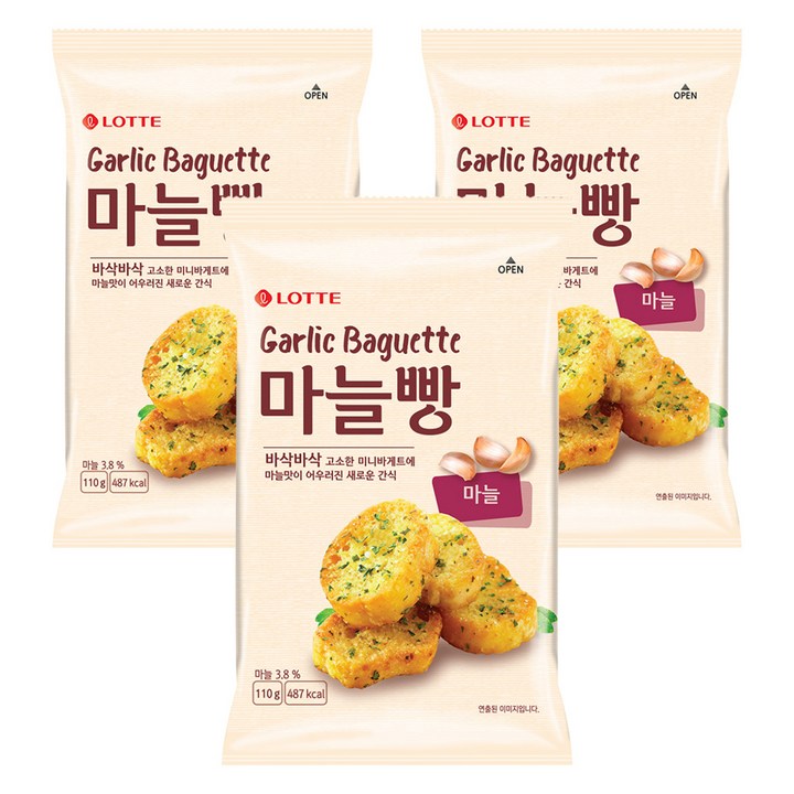 롯데웰푸드 마늘빵, 110g, 3개