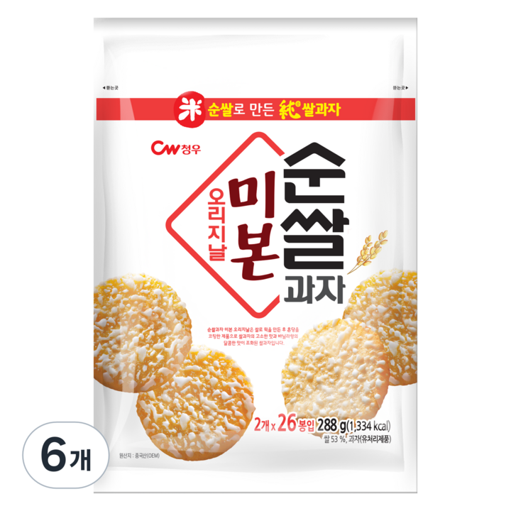 순쌀 과자 미본 오리지널, 288g, 6개