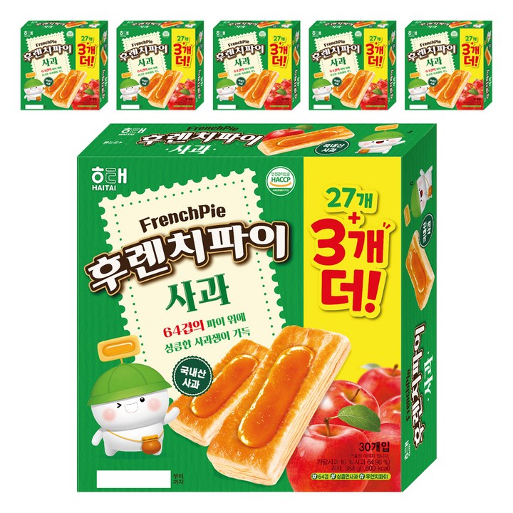 해태제과 후렌치파이 사과, 384g, 6개