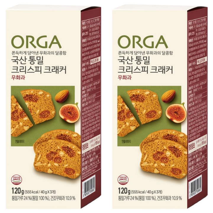 올가홀푸드 통밀 크리스피 크래커 무화과, 120g, 2개