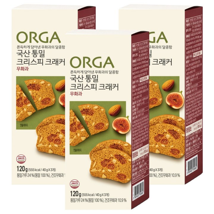 올가홀푸드 통밀 크리스피 크래커 무화과, 120g, 3개