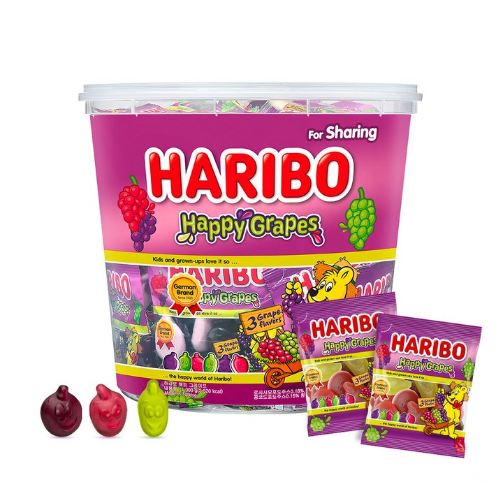 하리보 해피 그레이프 젤리 40개입, 25g, 40개