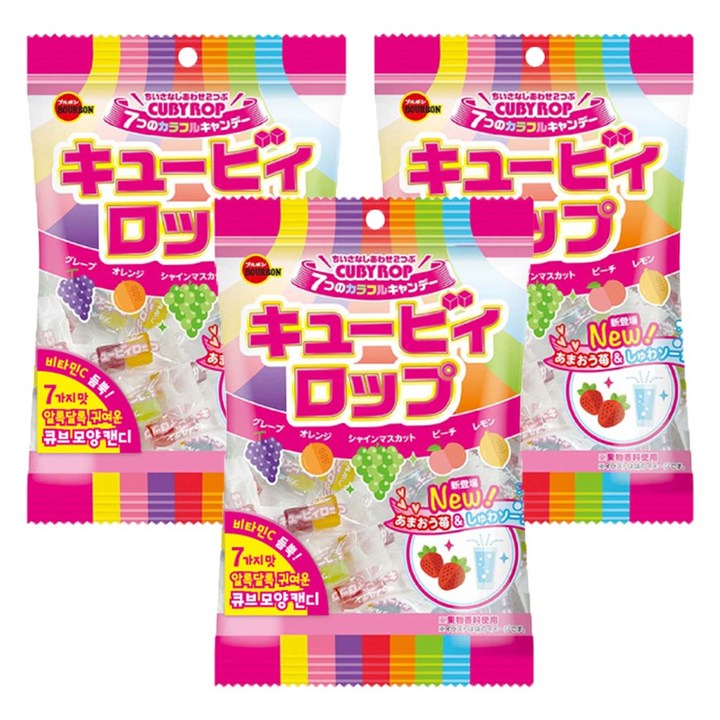 부르본 큐비롭 캔디, 100g, 3개, 혼합
