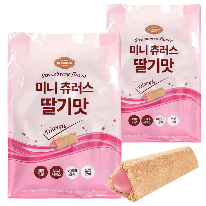 로마나 미니 츄러스 딸기맛, 2개, 200g