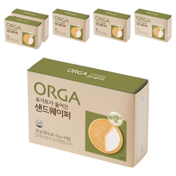 올가홀푸드 요거트가 들어간 샌드웨이퍼, 요거트맛, 32g, 6개