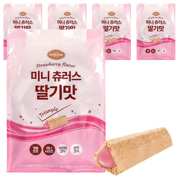 로마나 미니 츄러스 딸기맛, 5개, 200g