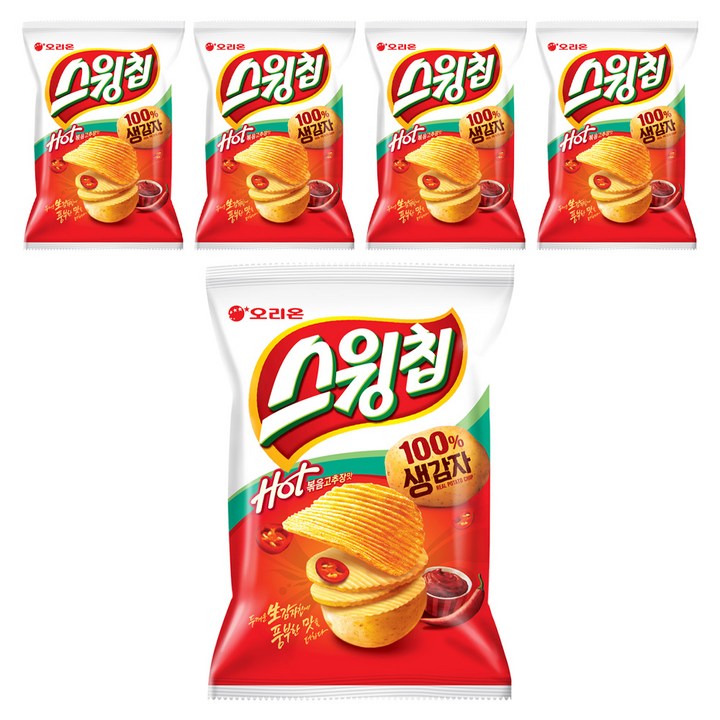 오리온 스윙칩 볶음고추장맛, 60g, 5개