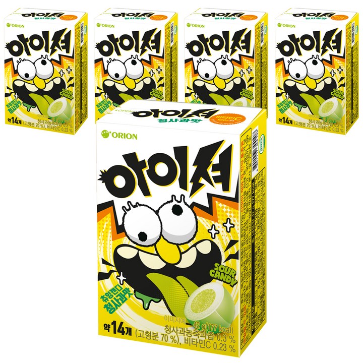 오리온 아이셔 츄잉캔디 청사과맛 14개입, 42g, 5개