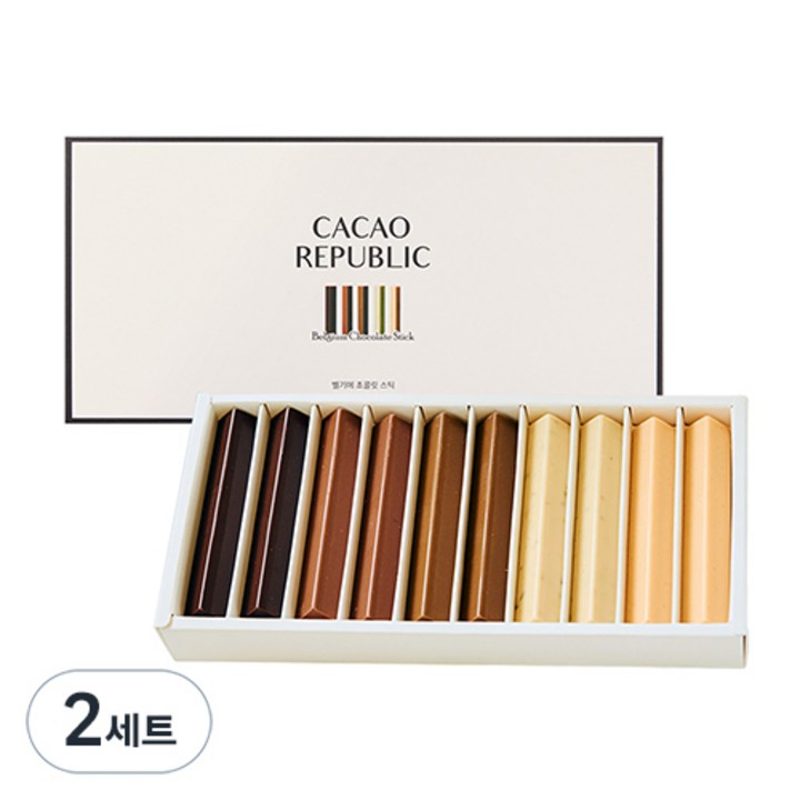 카카오리퍼블릭 벨기에 초콜릿 스틱 10구 선물세트, 140g, 2개