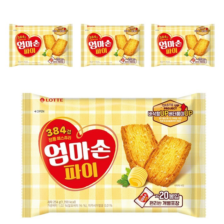 롯데웰푸드 엄마손파이, 254g, 4개