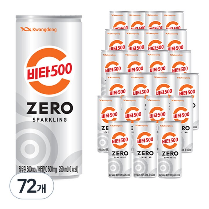 비타500 광동제약 제로 스파클링 비타민 음료, 250ml, 72개