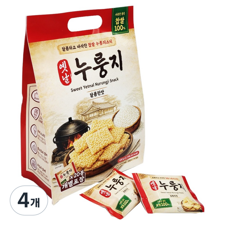 에이플러스 옛날 누룽지 달콤한맛, 480g, 4개