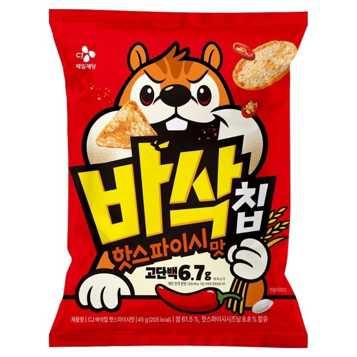 CJ 바삭칩 핫스파이시맛 고단백 쌀과자, 45g, 1개