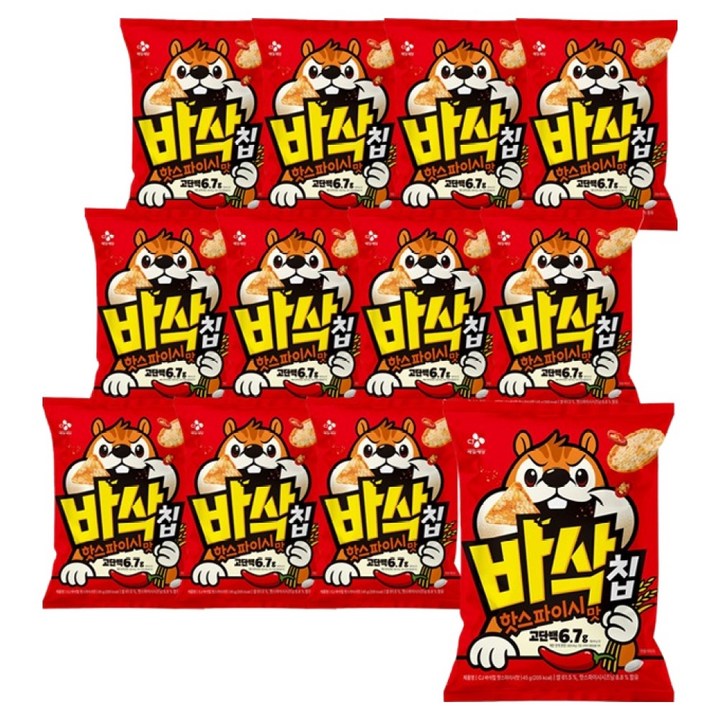CJ 바삭칩 핫스파이시맛 고단백 쌀과자, 45g, 12개