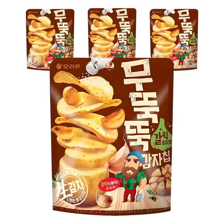 오리온 무뚝뚝감자칩 갈릭솔트맛, 106g, 4개