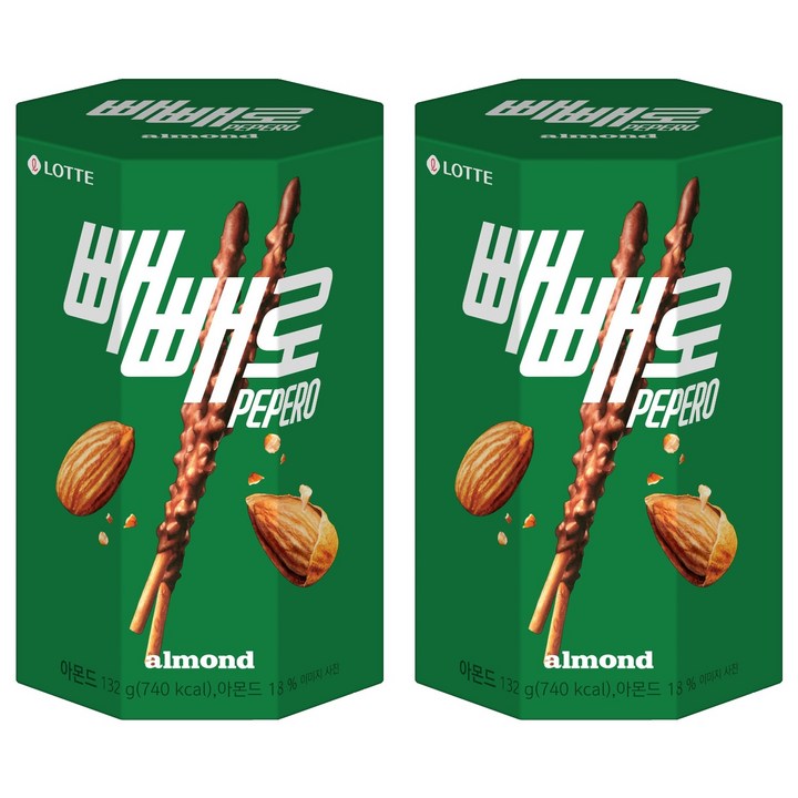 빼빼로 아몬드, 132g, 2개