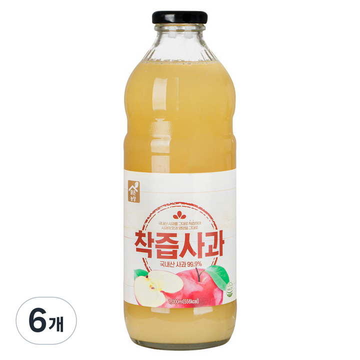 맑은농장 착즙 사과, 1L, 6개