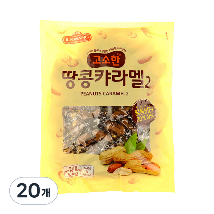 일광제과 캔디 땅콩캬라멜2, 600g, 20개