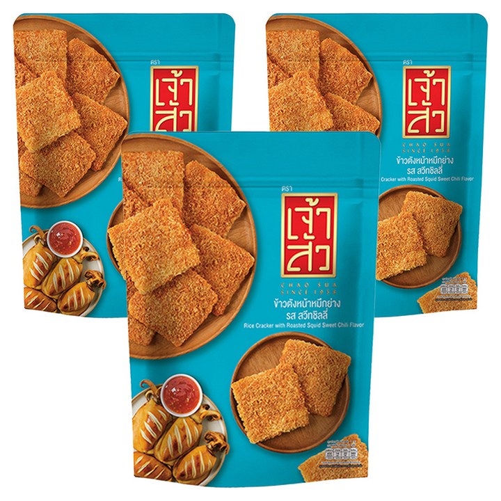 차오수아 자스민라이스 크래커 오징어맛, 3개, 80g