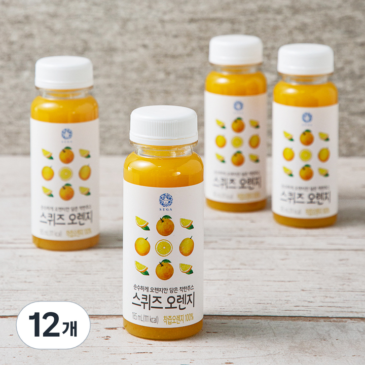 수가 스퀴즈 오렌지, 185ml, 12개