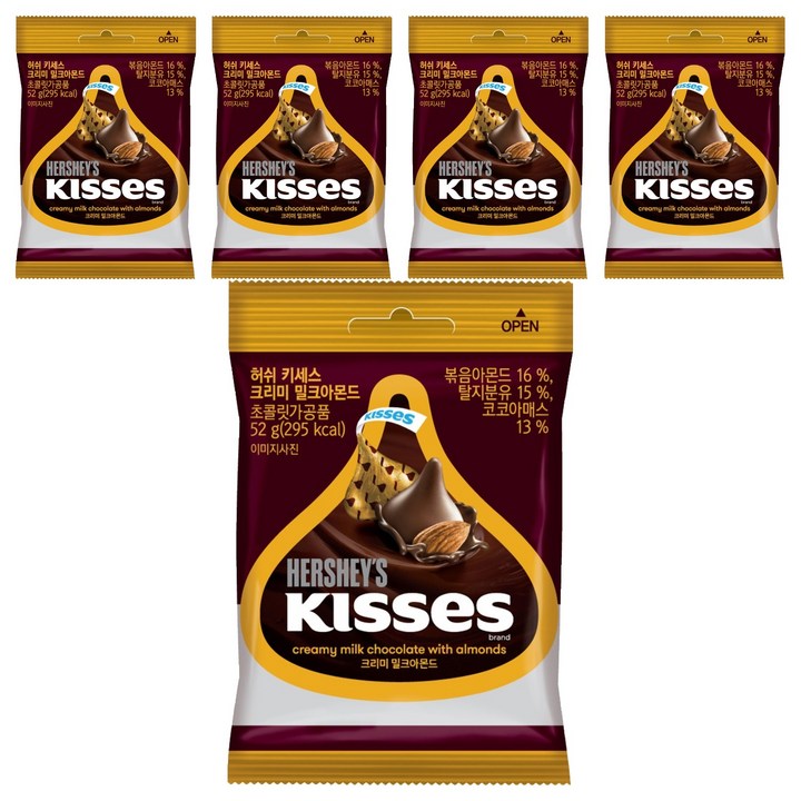 키세스 허쉬 크리미 밀크아몬드 초콜릿, 5개, 52g