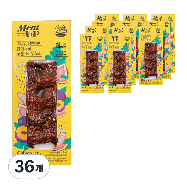 미트업 닭가슴살 수제 단백질바 푸룬 앤 무화과, 25g, 36개