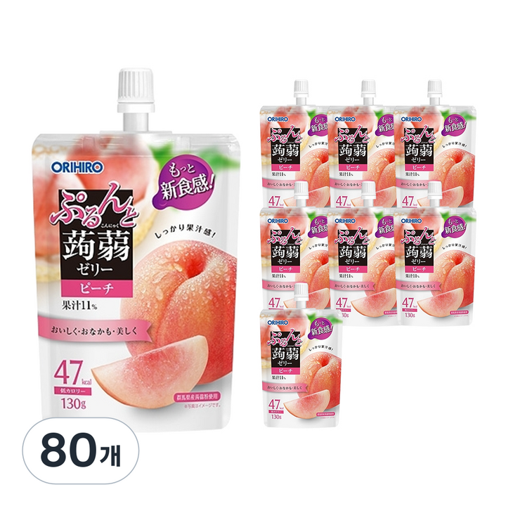 오리히로 푸룬또 곤약젤리 복숭아맛, 130g, 80개