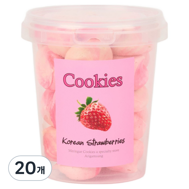 아리감성 딸기 머랭쿠키 원통형, 38g, 20개