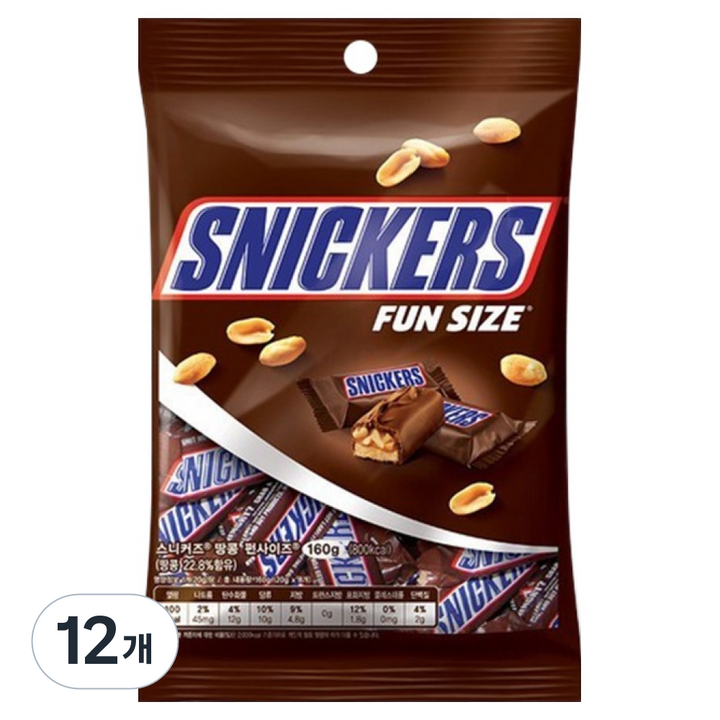 스니커즈 펀사이즈 초코바, 160g, 12개