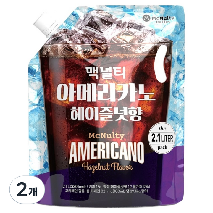 맥널티커피 아이스 아메리카노 헤이즐넛, 2개, 2.1L