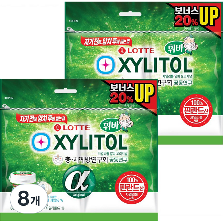 롯데 롯데자일리톨 알파 오리지날 껌 리필, 88g, 8개