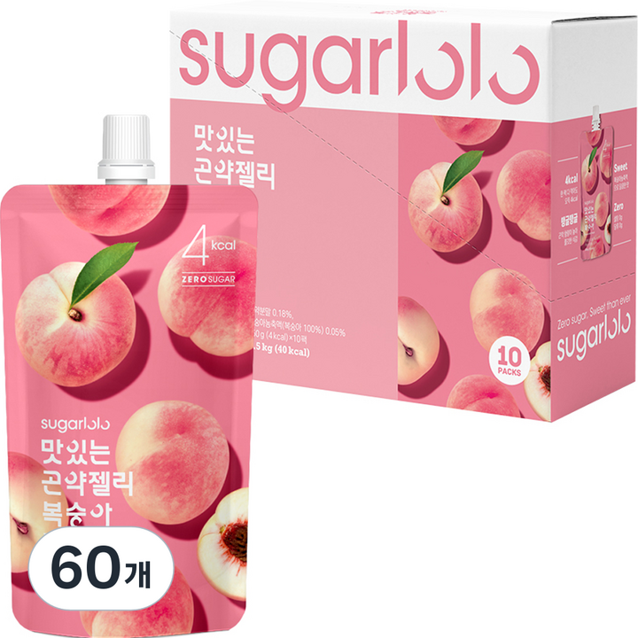 슈가로로 맛있는 곤약젤리 복숭아, 60개, 150ml
