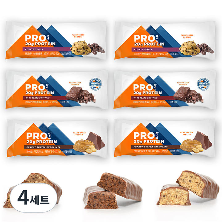 프로바 식물성 프로틴바 3종 x 2p 세트, 4세트, 70g