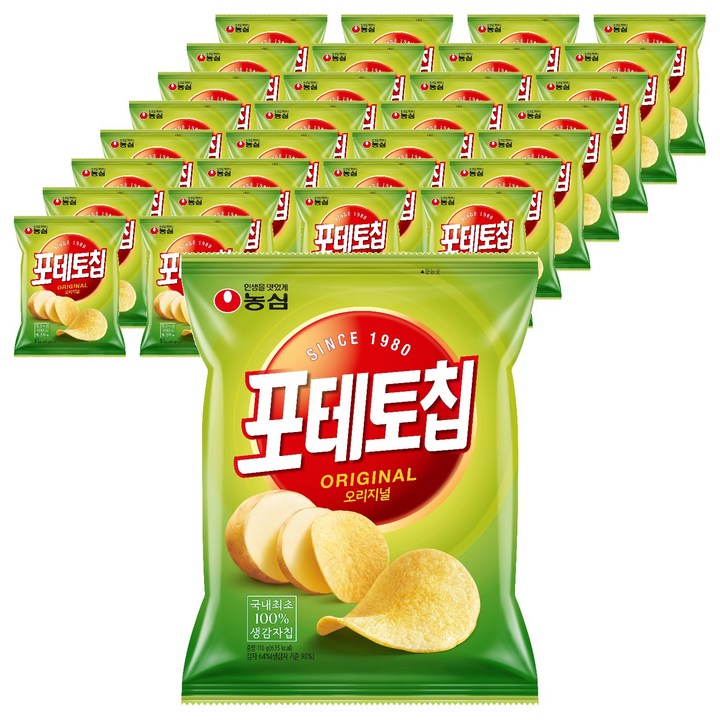 농심 포테토칩 오리지널, 110g, 32개