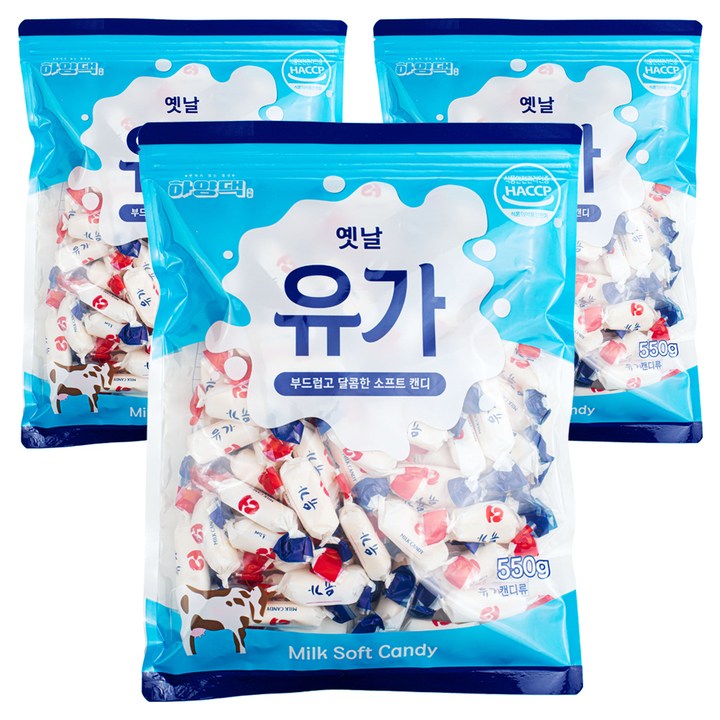 부드럽고 진한 유가 사탕, 550g, 3개
