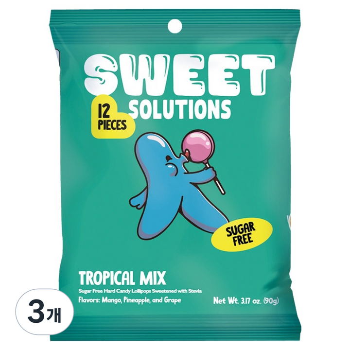 스위트 솔루션즈 트로피칼 믹스 막대사탕, 90g, 3개