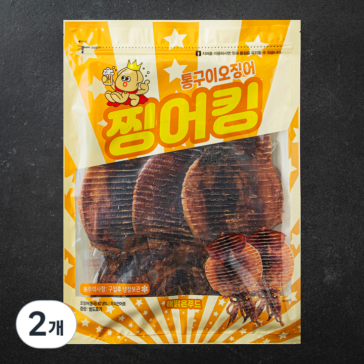 해맑은푸드 찡어킹 통구이오징어, 2개, 250g(중 / 5미)